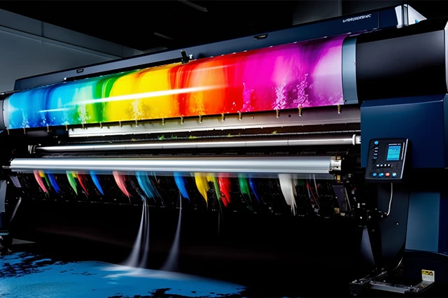 Large Printing Machine Producing Vibrant Sublimation Prints on Fabric