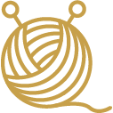 Yarn Ball Icon with Knitting Needles Representing Stitched Embroidery