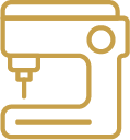 Gold Outline of Sewing Machine for Stitched Embroidery